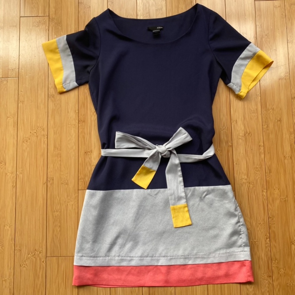 Colorblock Dress with Belt
